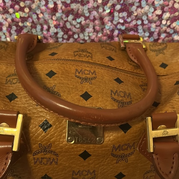 MCM Brown Monogram Leather Handbag - Picture 5 of 12